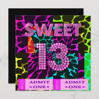 Sweet 13 Geburtstagsparty Mixed Animal Print Einladung
