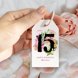 Sweet 15 Floral Number 15. Geburtstag Geschenkanhänger