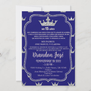 Sweet 15 fünfzehn blauen Jungen Geburtstag einlade Einladung