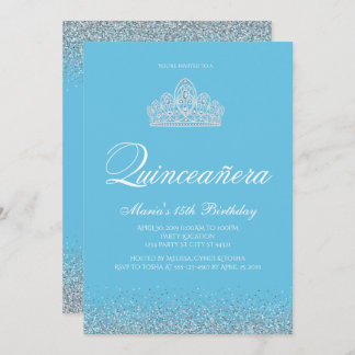 Sweet 15, Light Blue Quinceanera Einladungen