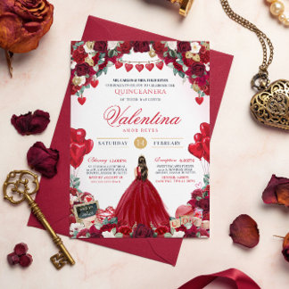 Sweet 15 Valentinstag Roter Geburtstag Quinceañera Einladung