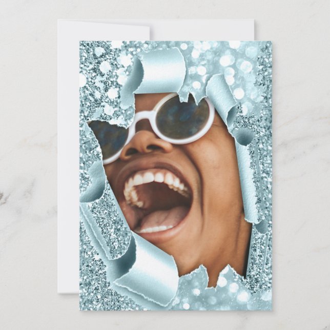 Sweet 16. 15. Brautparty 3D Blue Graduate Einladung (Vorderseite)