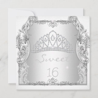 Sweet 16 16. 16 . GEBURTSTAG White Tiara Geburtsta Einladung