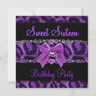 Sweet 16 16 Geburtstag Black Pink Lila Wild 2 Einladung
