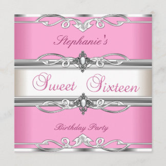 Sweet 16 16 . Geburtstag Geburtstagsparty Pink Sil Einladung