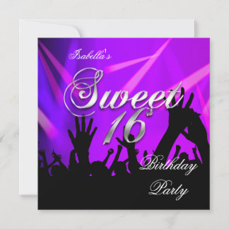 Sweet 16 16. Geburtstag Lila Rave Dance Party Einladung