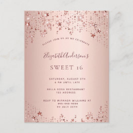 Sweet 16 16. Geburtstag Rose Goldstars Einladung Postkarte