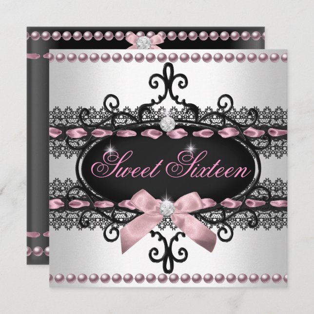 Sweet 16 16 . Geburtstag Weißrosa Pearl Einladung (Vorne/Hinten)