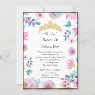 Sweet 16 16 Geburtstagsparty Blumengebäck Blume Einladung