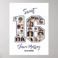 Sweet 16 16. Geburtstagsparty Custom Foto Collage