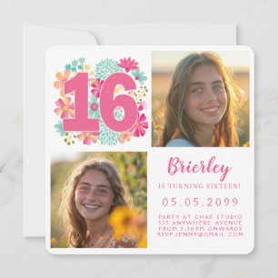 Sweet 16 16. Geburtstagsparty Foto Einladung