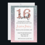 Sweet 16 16 Geburtstagsparty Rose Gold ombre Einladung<br><div class="desc">This design was created though digital art. It may be personalized in the area provide or customizing by choosing the click to customize further option and changing the name, initials or words. You may also change the text color and style or delete the text for an image only design. Kontakt...</div>