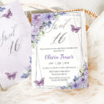Sweet 16 16 Lila Lilac Floral Butterfliegen Einladung<br><div class="desc">Personalisieren Sie diese hübsche Sweet 16 Einladung mit eigener Formulierung einfach und schnell,  einfach die Schaltfläche Anpassen,  um den Stil und die Platzierung des Textes weiter zu ordnen und zu formatieren. Passende Artikel im Shop erhältlich! c) Das glückliche Cat Studio</div>