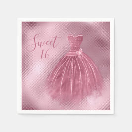 Sweet 16 16 Rosa Glitzer Kleid Elegantes Party Serviette