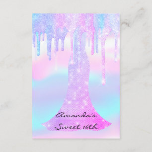 Sweet 16. 18. Unicorn Girl Holographic Einladung