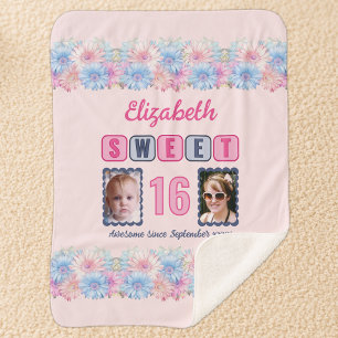 Sweet 16 2 Foto Datum Blume pink Sherpadecke