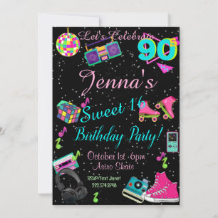 Sweet 16, 80's Invitation, Back to the 80s, Einladung