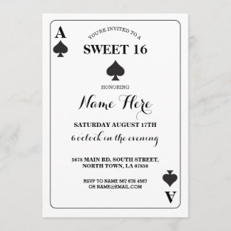 Sweet 16 Ace of Spades Playing Card Vegas Geburtst Einladung