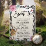 Sweet 16 Alicen im Wunderland Blumenthorn Gerahmt Einladung<br><div class="desc">Sweet 16 Niedliche Alice im Wunderland zum Geburtstag Einladungen.</div>