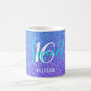 Sweet 16 Aquamariner Lila Glitzer Personalisiert N Kaffeetasse