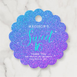 Sweet 16 Aquamariner Lila Glitzer Vielen Dank zum  Geschenkanhänger