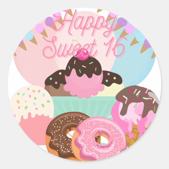 Sweet 16 Aufkleber (Vorderseite)