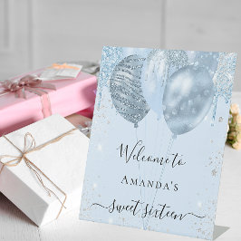 Sweet 16 baby blue balloons party welcome sockelschild