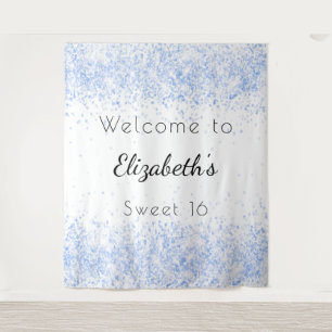 Sweet 16 Baby Blue Glitzer Staub willkommen Wandteppich