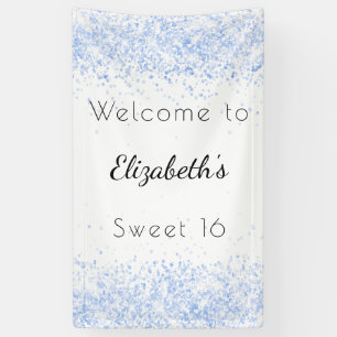 Sweet 16 Babyblau, weißer Empfang Banner