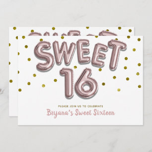Sweet 16 Balloons Rose Gold Dots Party JEDE FARBE Einladung