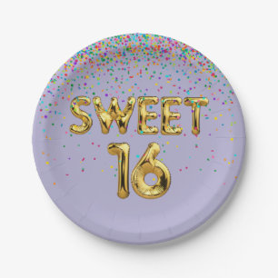 Sweet 16 Balloons und Confetti Papierplatte Pappteller