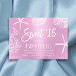 Sweet 16 Beach Starfish Coral Seashell Modernes Ro Einladung<br><div class="desc">Sweet 16 Strand Starfish Coral Muscheln Moderne rosa Einladungen.</div>