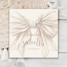 Sweet 16 Beige Bow Watercolor
