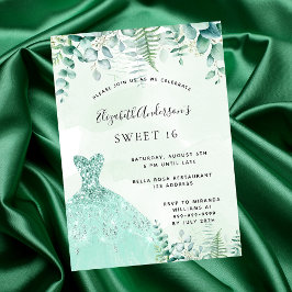 Sweet 16 bezaubernde Waldgrün Kleid Luxus Einladung