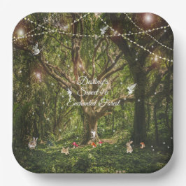 Sweet 16 Bezauberte Forest Bunnies Fairies Lights Pappteller