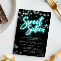 Sweet 16 Birthday Aquamarin Neon Glow Dunkles Part