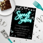 Sweet 16 Birthday Aquamarin Neon Glow Dunkles Part Einladung<br><div class="desc">Feiern Sie Ihren besonderen Tag mit unseren Sweet 16 Designs! Unser neon-inspiriertes Design wird mit seinen Rosa- und Schwarztönen sicher eine Aussage treffen. Es ist der perfekte Weg,  um allen lassen,  dass Sie 16 werden!</div>