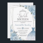 Sweet 16 Birthday Baby Blue Floral Rose Kleid Einladung<br><div class="desc">Personalisieren Sie diese hübsche Sweet 16 Birthday Einladung mit eigener Formulierung einfach und schnell,  einfach auf den Knopf Anpassen,  um den Stil und die Platzierung des Textes weiter zu ordnen und zu formatieren. Passende Artikel im Shop erhältlich! c) Das glückliche Cat Studio</div>