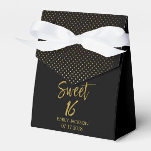 Sweet 16 Birthday Black & Gold Foil Polka Dots Geschenkschachtel