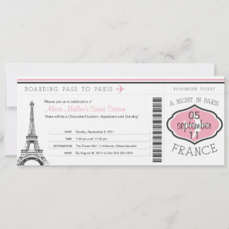 Sweet 16 Birthday Boarding Pass - Paris Einladung