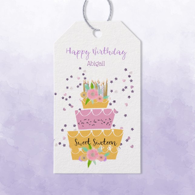 Sweet 16 Birthday Cake Gift Tag Geschenkanhänger (Von Creator hochgeladen)