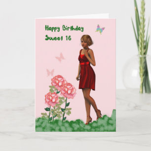 Sweet 16 Birthday Card mit Young Lady Dankeskarte