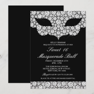Sweet 16 Birthday Diamond Maske Einladung