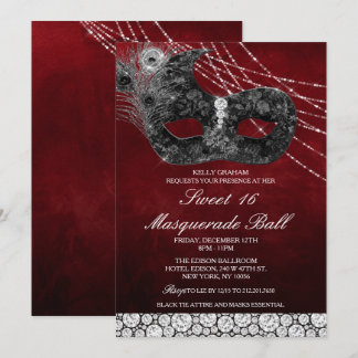 Sweet 16 Birthday Diamond Maske Einladung