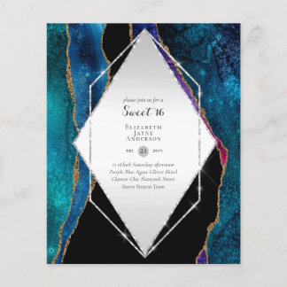 Sweet 16 Birthday Einladungen Agate Glitzer Flyer