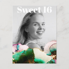 ** Sweet 16 Birthday Foto Green PinK Mint AP29 Einladungspostkarte