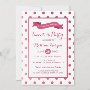 Sweet 16 Birthday Girly Pink Glitzer Polk Dots Einladung