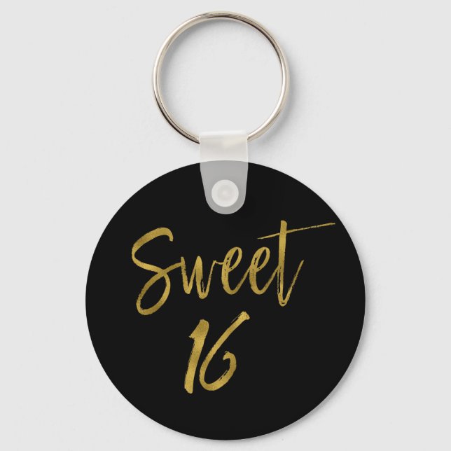 Sweet 16 Birthday Gold Foil Key Chain Schlüsselanhänger (Vorderseite)