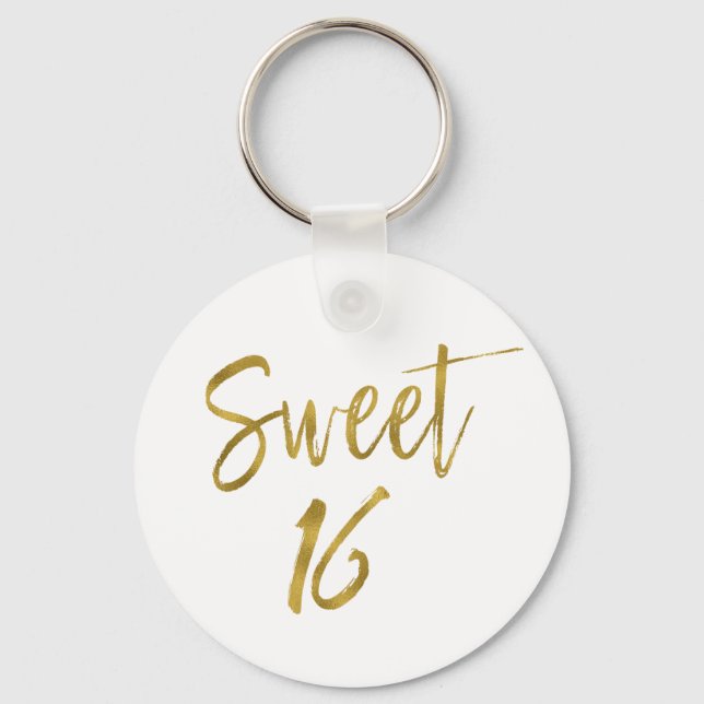 Sweet 16 Birthday Gold Foil Key Chain Schlüsselanhänger (Vorderseite)