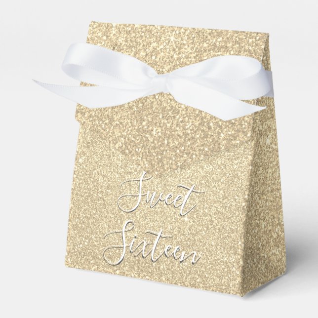 Sweet 16 Birthday Gold Sparkle Glitzer Geschenkschachtel (Vorderseite)